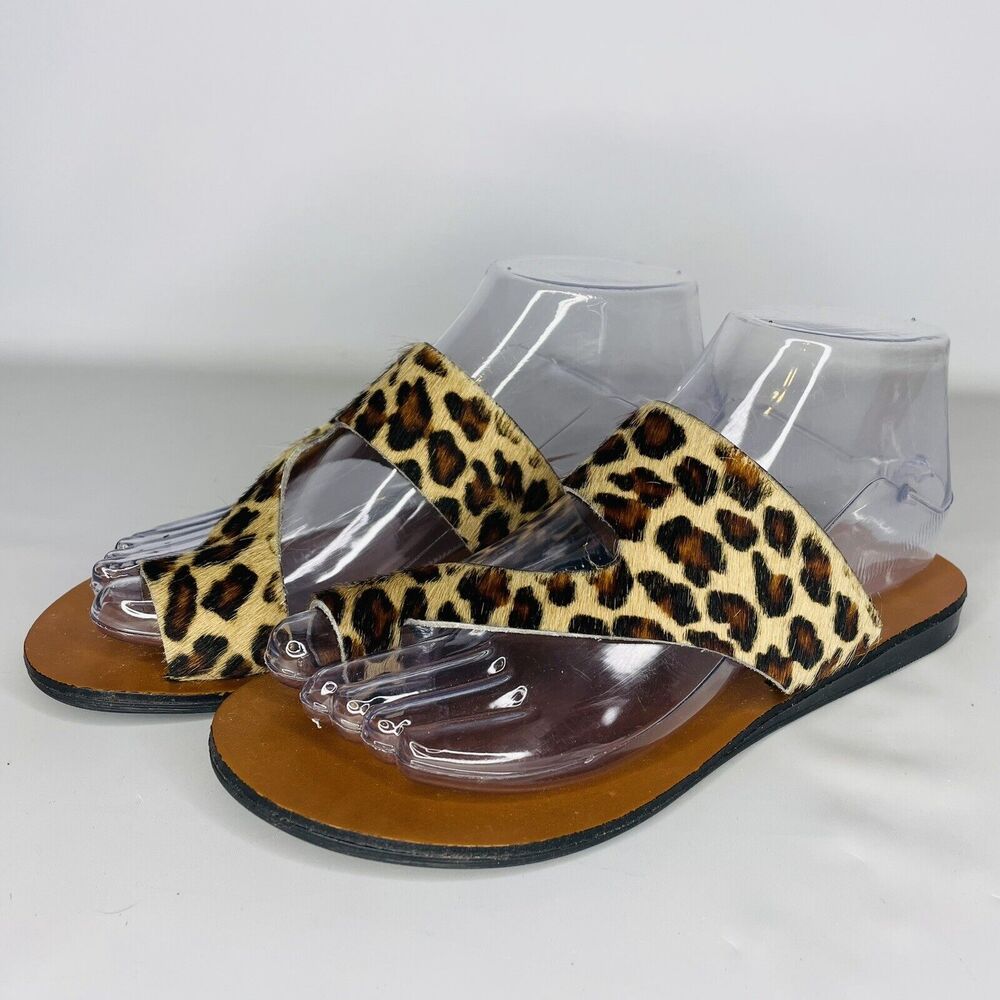 Kenneth Cole New York Womens Palm Calf Hair Thong Slide Sandals Shoes Size 6.5